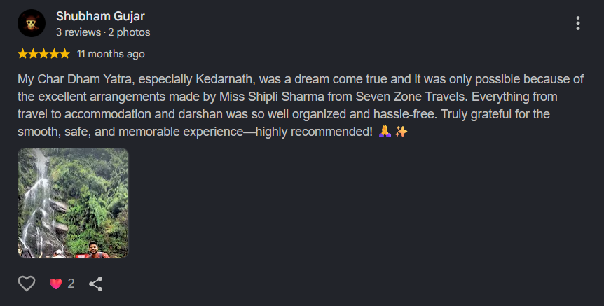 Google Review 1 - Seven Zone Travels