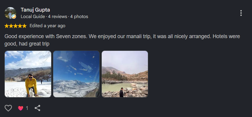 Google Review 5 - Seven Zone Travels